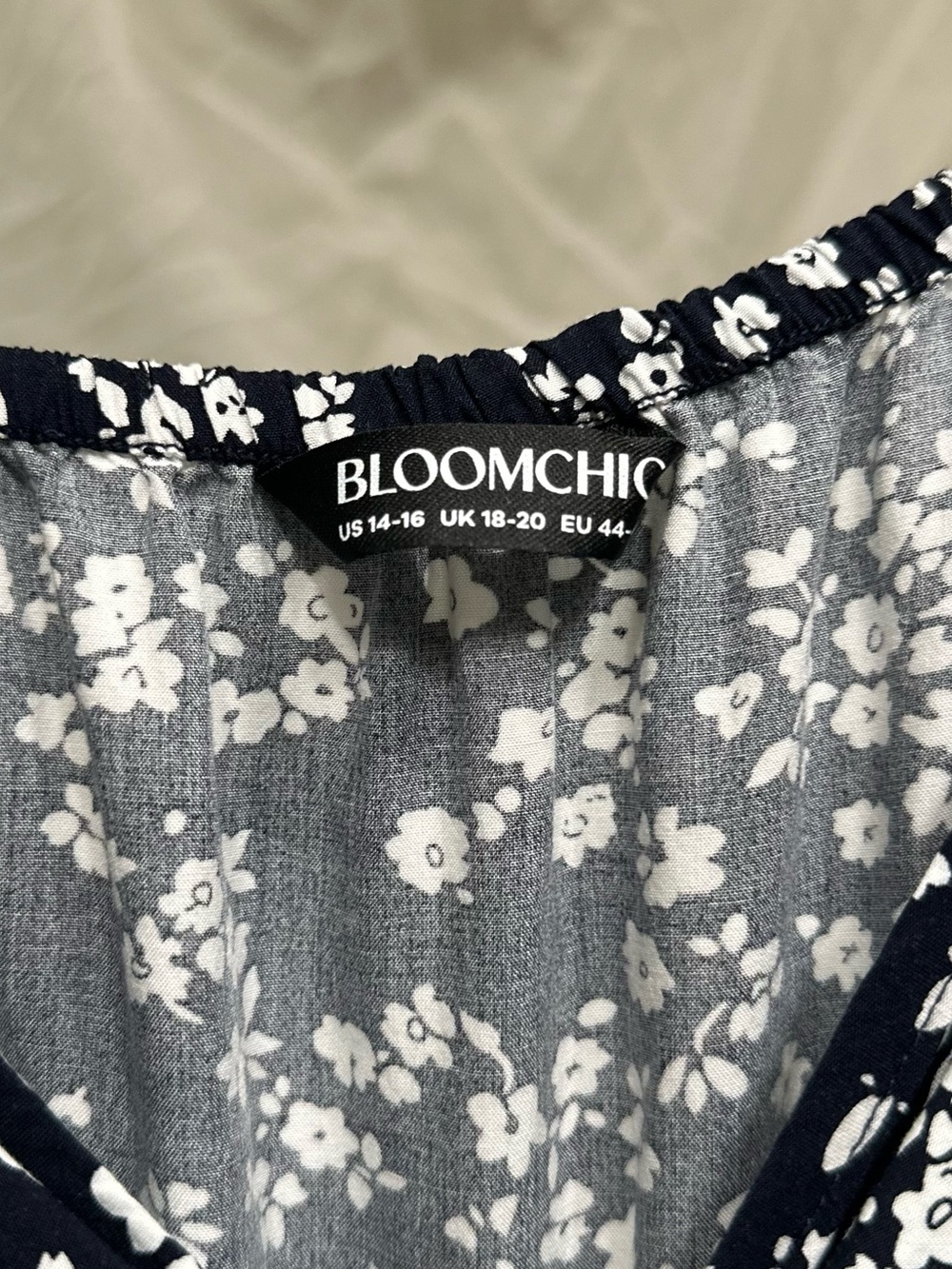 BloomChic Black and White Floral Tie-Front Midi Dress with Tiered Skirt - Picture 3 of 3
